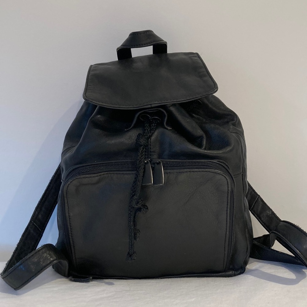 Carroll collection leather backpack handbag black